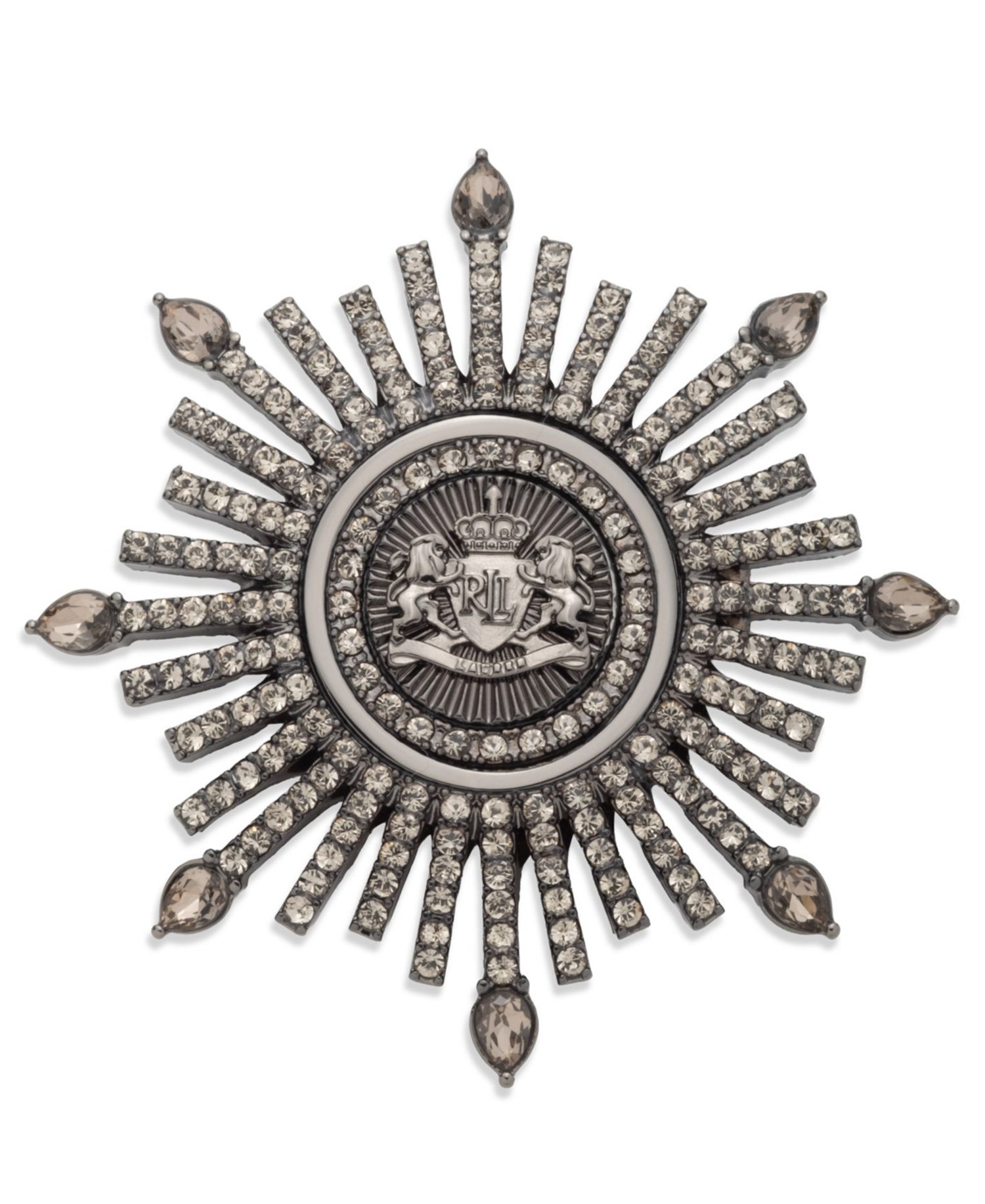 Two-Tone Crystal Crest Burst Pin