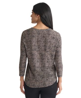 Women's Animal Print V-Neck Top