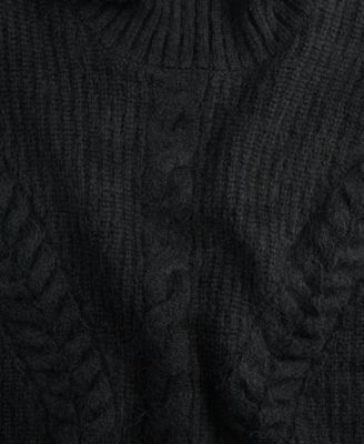 Petite Fringe-Trim Cable Knit Turtleneck Sweater, Macy's Exclusive 