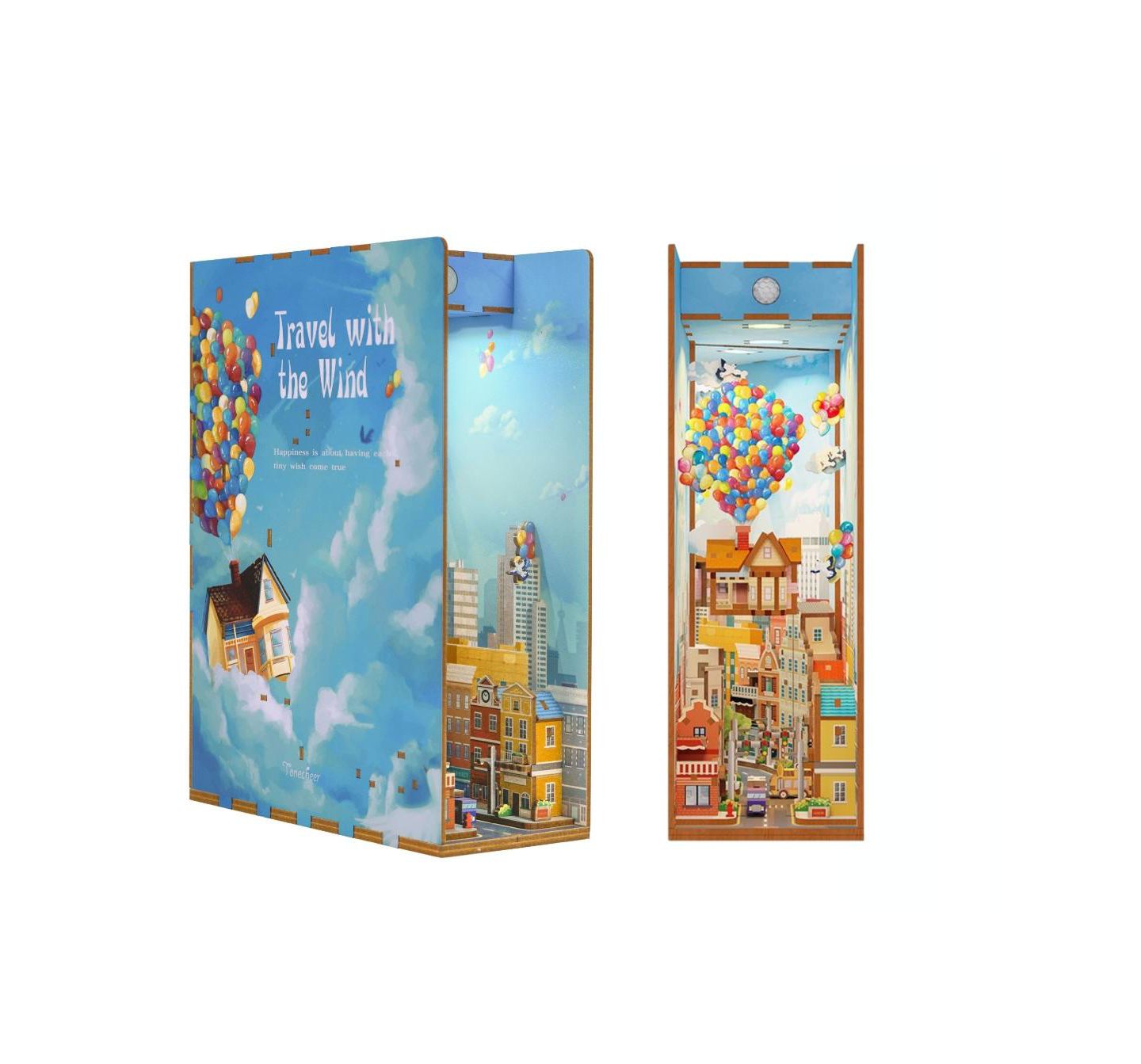 Детский конструктор Flash Popup Travel with the Wind 143-Piece 3D LED Book Nook Building Kit, Ages 14 & Up, цвет: Синий — фото 3