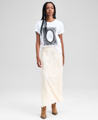 And Now This - Women's Embroidered Paneled Maxi Skirt