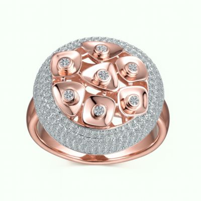 Sterling Silver Two-Tone Plated Ring with Cubic Zirconia Highlights