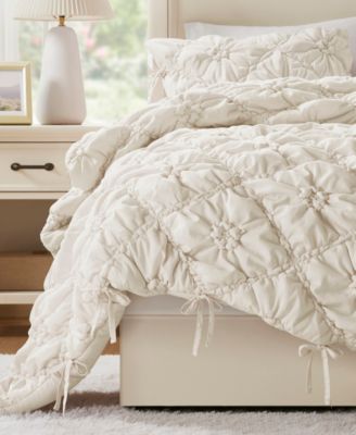 Lily Floral Embroidery 3-Pc. Comforter Set, Full/Queen