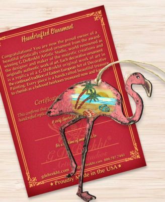 Rustic Flamingo Wooden Ornament