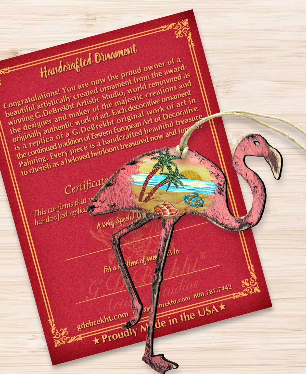 Designocracy Rustic Flamingo Wooden Ornament