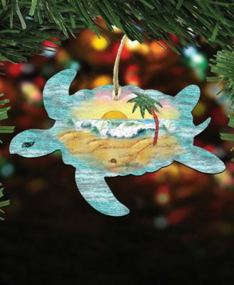 Turtle Scenic Wooden Christmas Ornament