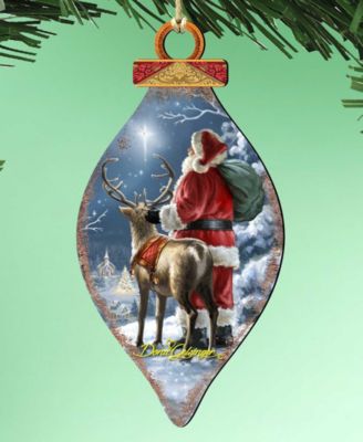 Starry Night Santa Cone Wooden Ornament