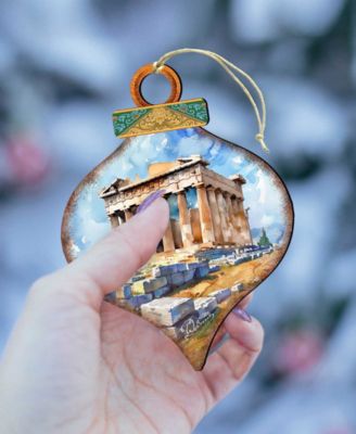 Greece Inspired Santa Ornaments, Set of 3