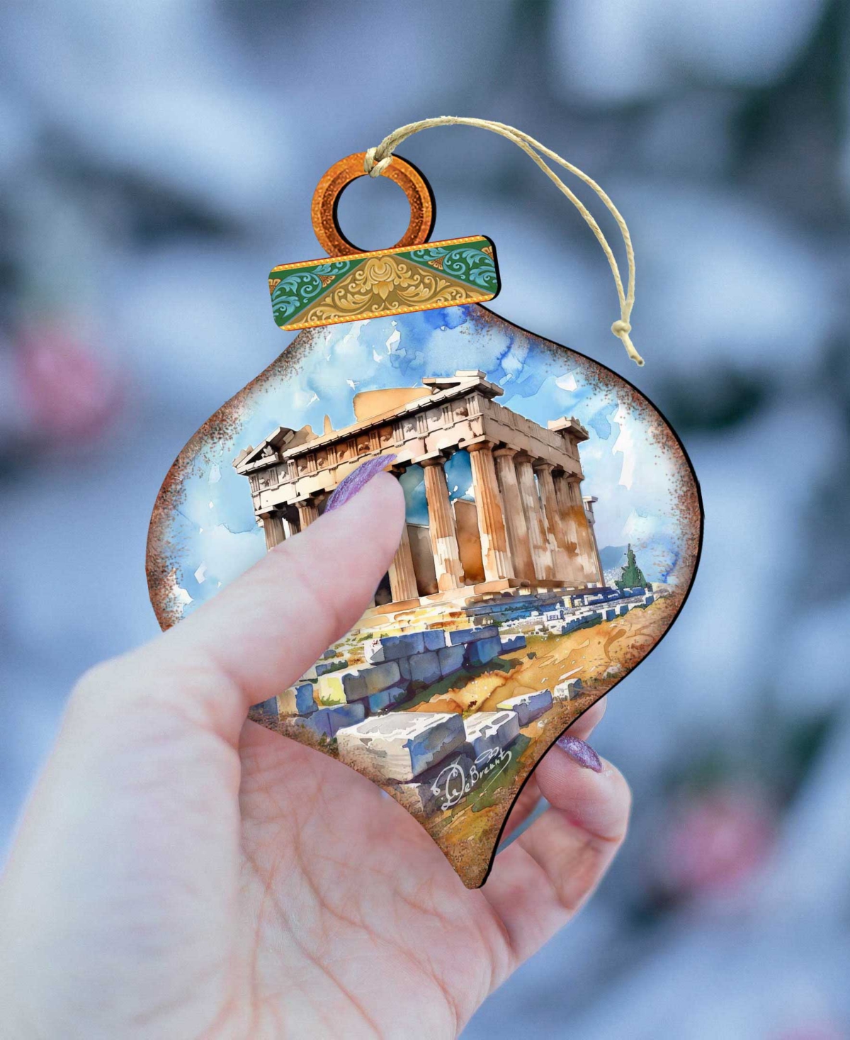 Designocracy Greece Inspired Santa Ornaments, Set Of 3 In Multi