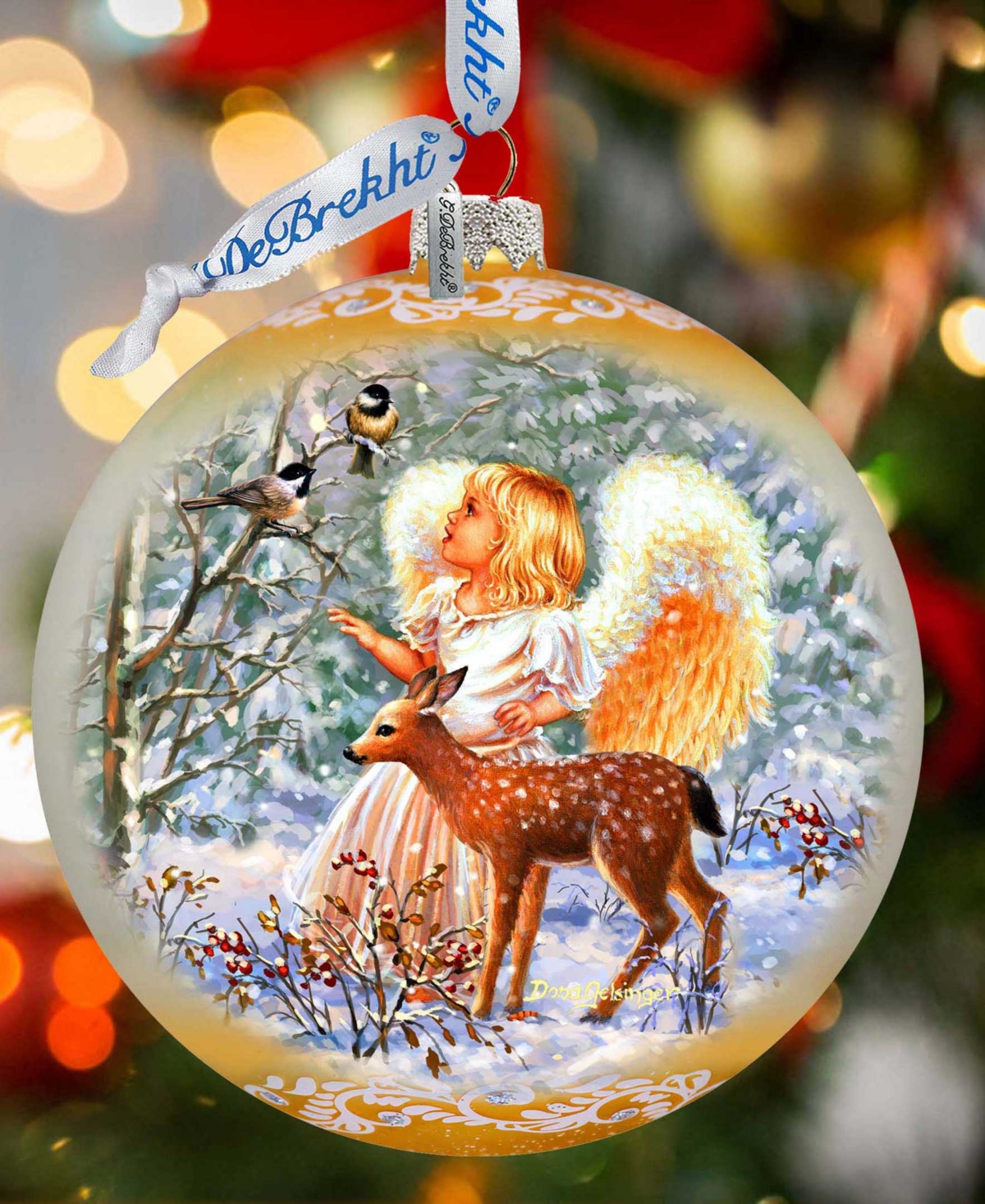 G. Debrekht Guardian Angel Fawn Le Glass Ornament