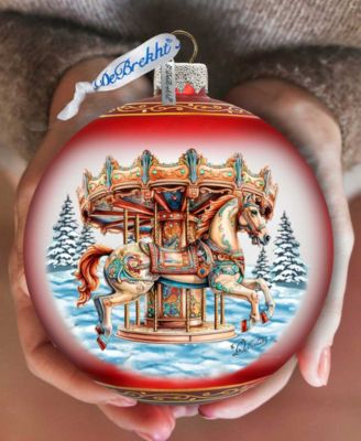 G. Debrekht Winter Wonderland Carousel Christmas Glass Ornament