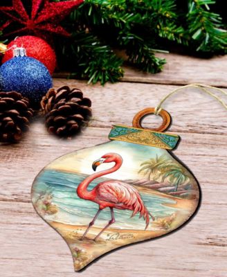 Flamingo Charm Christmas Wood Ornament