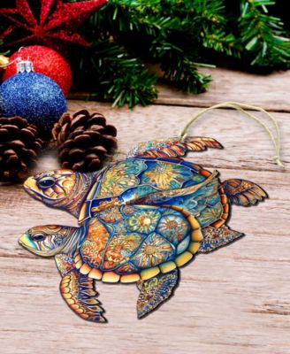 Turtles Christmas Wooden Ornament