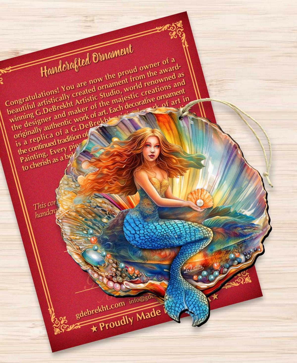 Designocracy Mermaid In The Shell Christmas Ornament In Multi