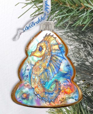 Seahorse Christmas Glass Ornament