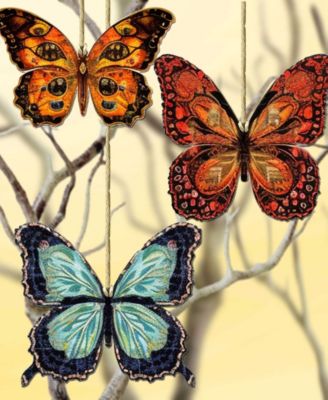 Summer Butterfly Wooden Ornaments, Set of 3