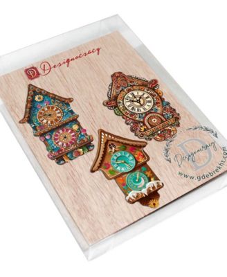Miniature Clock Wooden Clip Ornaments, Set of 3