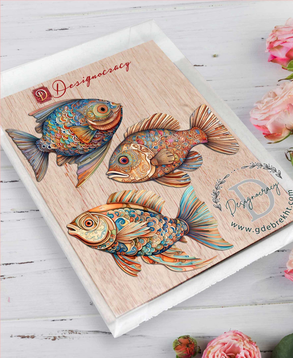 Designocracy Colorful Fish Holiday Ornaments, Set Of 3 In Multi