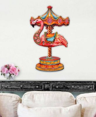 Pink Flamingo Carousel Holiday Door D&eacute;cor