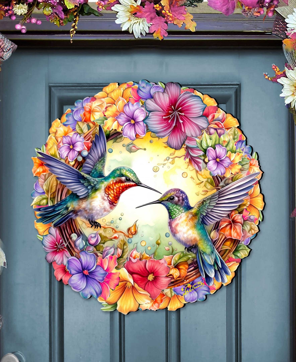 Designocracy Hummingbirds Holiday Door Decor In Multi