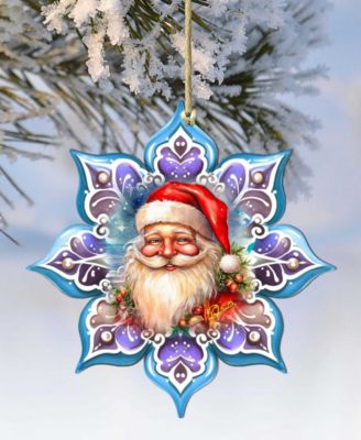 Smiling Santa Snowflake Holiday Ornament