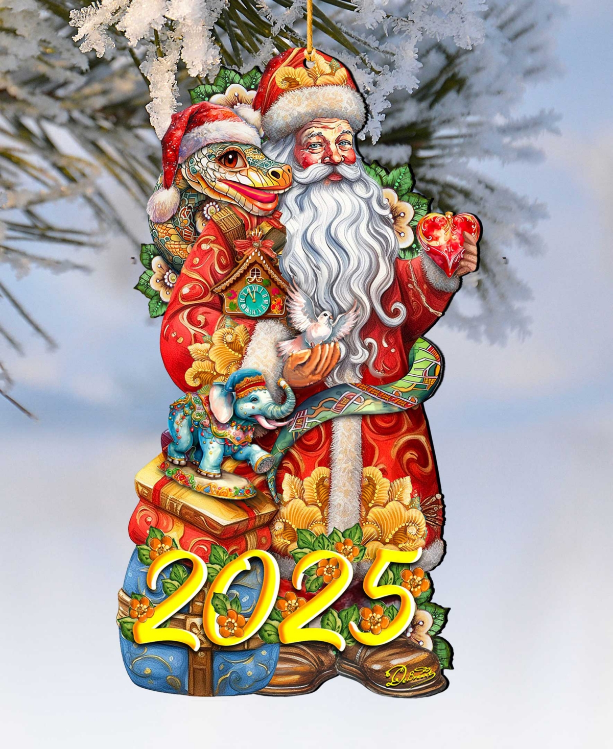Designocracy 2025 Dated: Santa With Snake Ornament In Multi