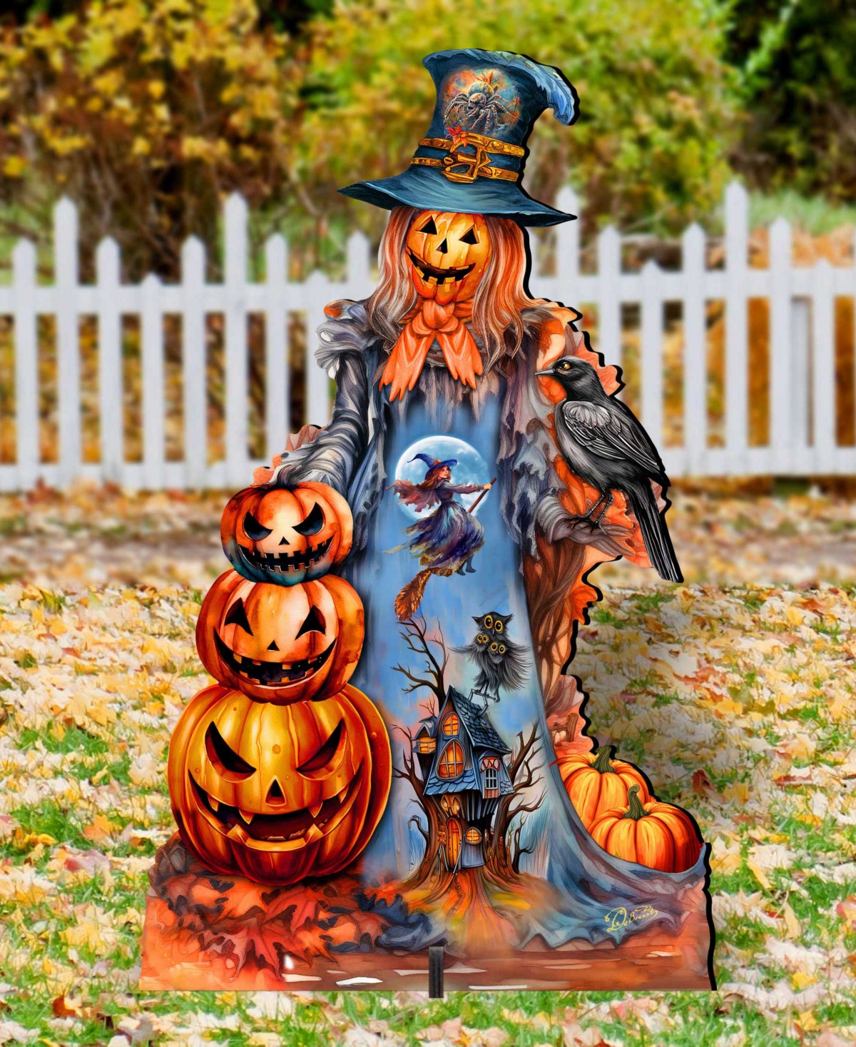 Designocracy Pumpkin Scarecrow Outdoor Decor In Multi