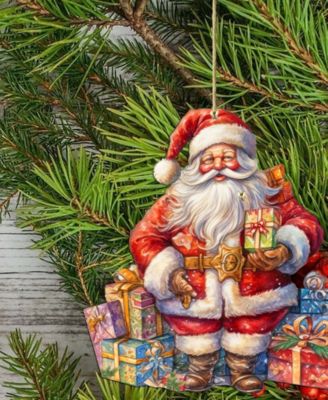 Santa's Gifts Wooden Ornaments, Set of 3
