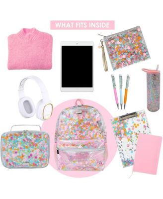 Flower Shop Clear Confetti Backpack Women's Fashion Book Bag For Ladies at School, Work, Travel, and the Beach (Medium