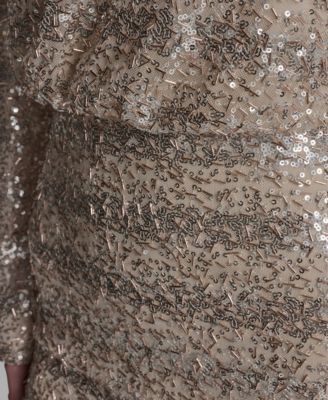 Women's Sequin Detail Striped Boat Neck Dress