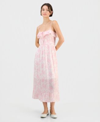 Sincerely Jules - Juniors' Smocked Ruffled Floral Midi Dress