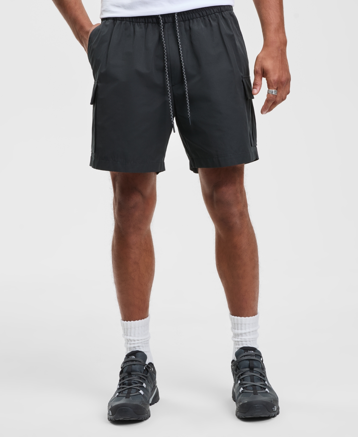 Mode Of One Men's Relaxed Fit Pieced Drawstring 6.5" Cargo Shorts, Macy's Exclusive In Blue