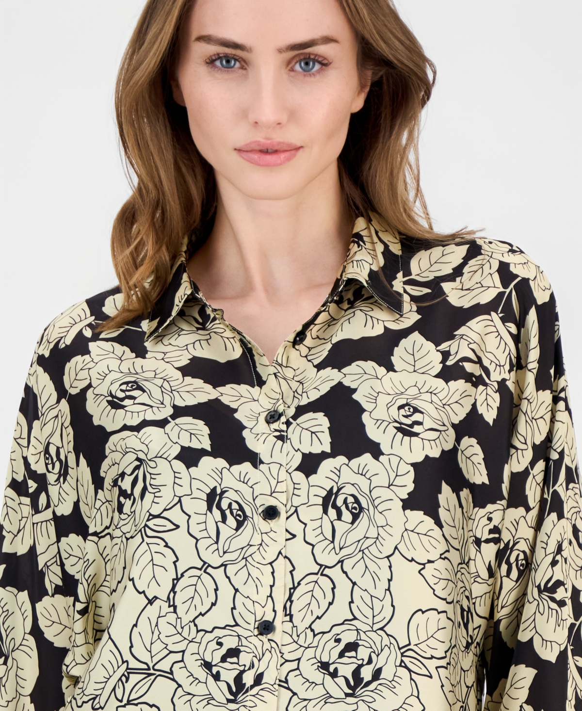 T Tahari Women's Printed Dolman-sleeve Blouse In Multi