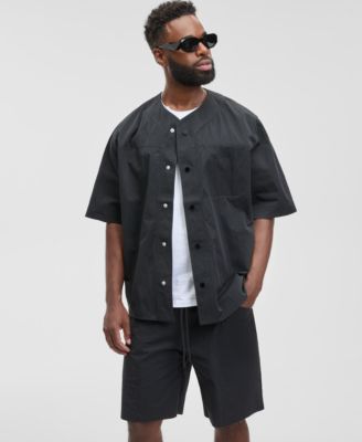 Mode of One - Men's Relaxed Fit Short Sleeve Snap-Front Shirt