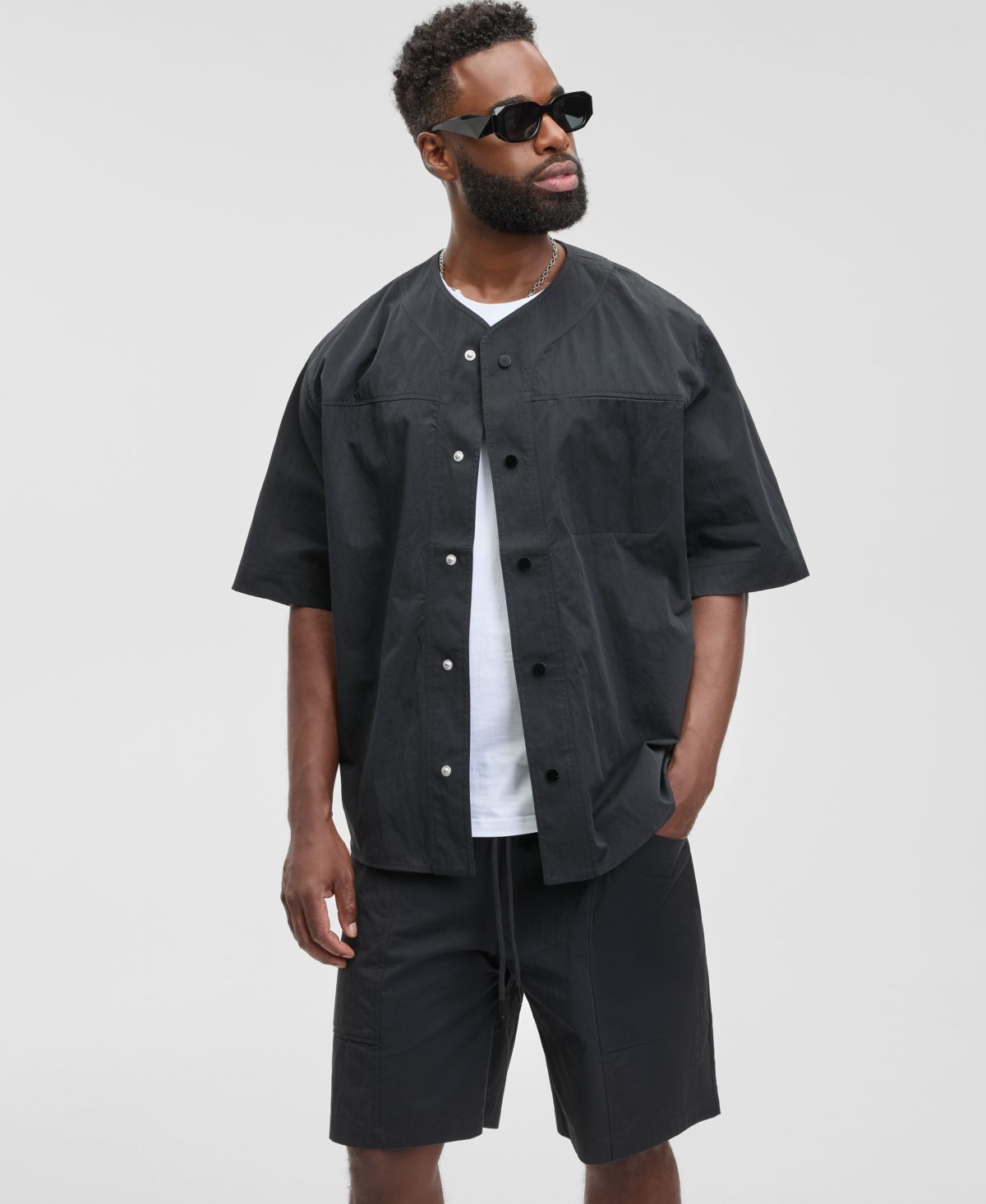 Мужская рубашка свободного кроя с коротким рукавом и застежкой спереди, эксклюзивная модель Macy's