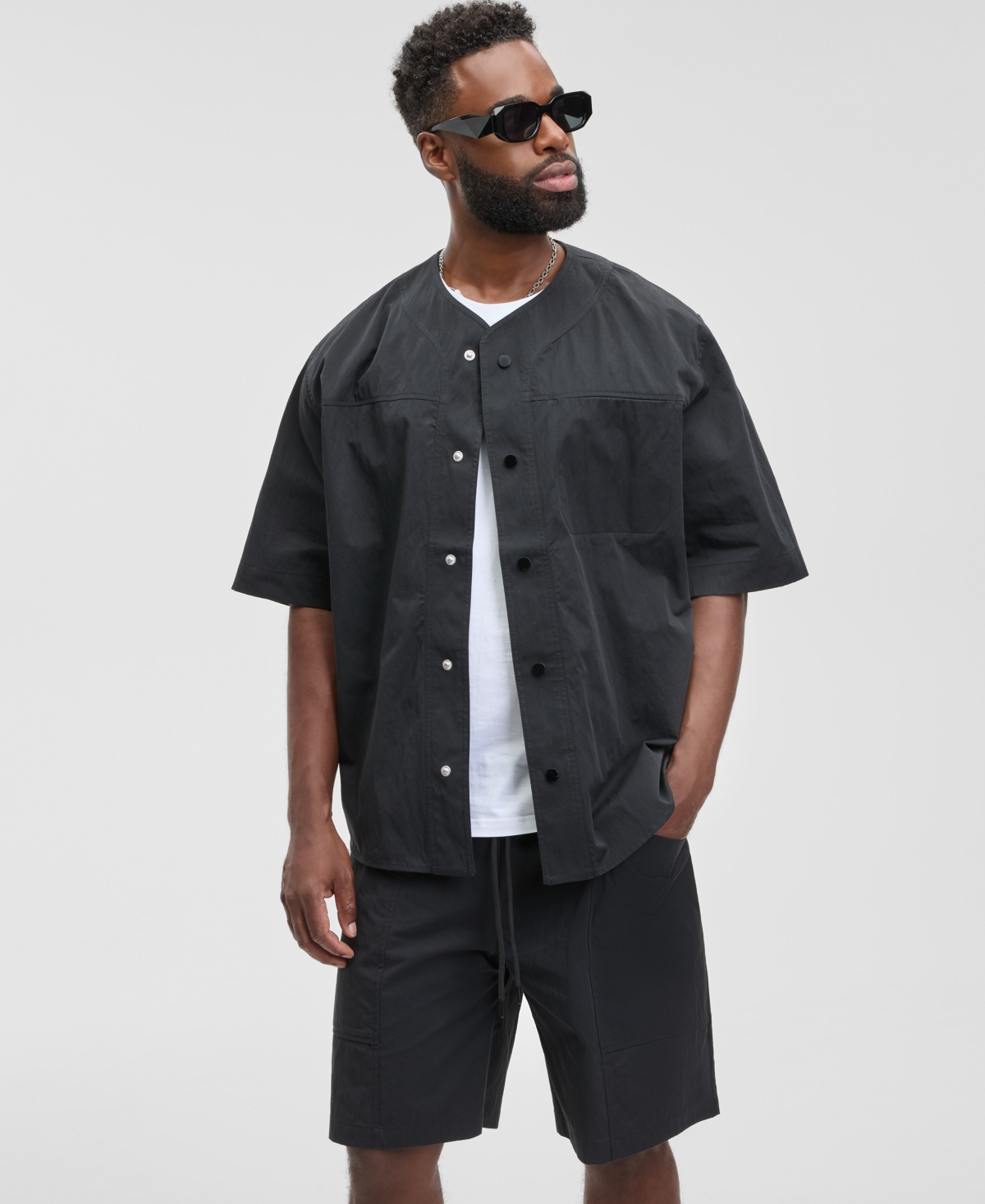 Mode Of One Men's Relaxed Fit Short Sleeve Snap-front Shirt, Macy's Exclusive In Multi