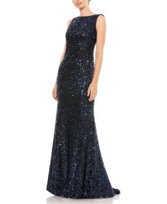 Women's Ieena Sequined Sleeveless Draped Cowl Back Gown