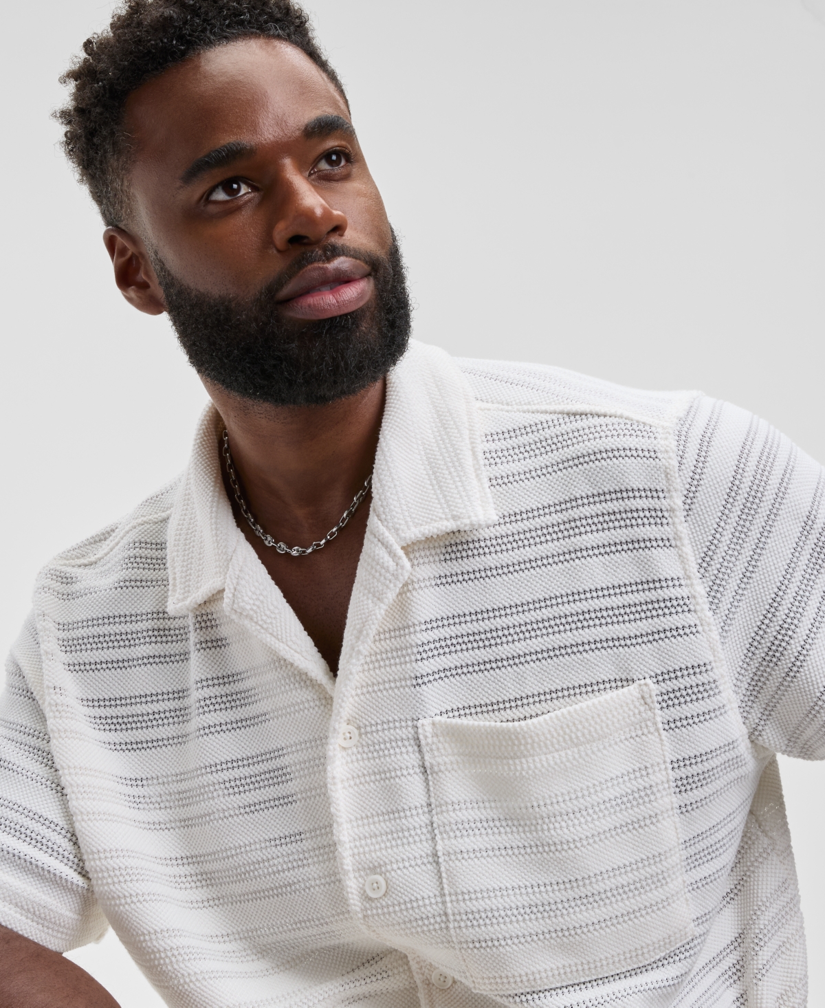 Mode Of One Men's Relaxed Fit Short Sleeve Knit Button-front Camp-collar Sweater, Macy's Exclusive In Multi