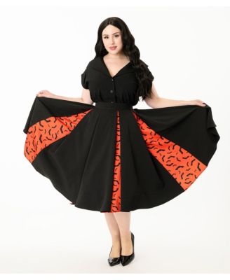 Plus Size Pleated Swing Skirt