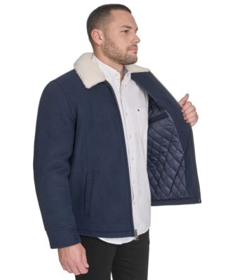 Men's Wool Blend Jacket with Sherpa Collar