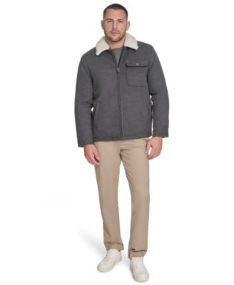 Men's Wool Blend Jacket with Sherpa Collar