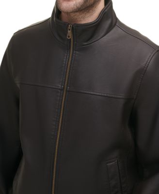Men's Faux Leather Stand Collar Bomber