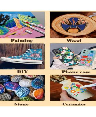 24 Colors Acrylic Paint Marker Pens, Suitable for Painting and Art Creation, Waterproof, for DIY On Fabric, Wood and Most Material Surfaces