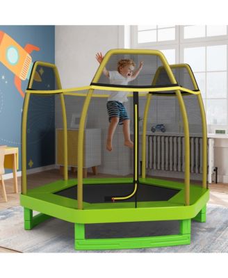 7 FT Kids Trampoline with Safety Enclosure Net Spring Pad Indoor Outdoor Heavy Duty