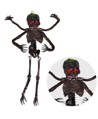 6 FT Animated Halloween Decoration Hanging Zombie Light-up Eyes Poseable Arms
