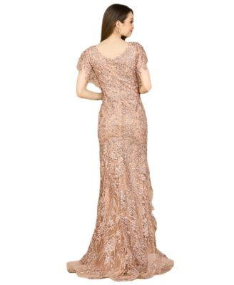 Women's Cap Sleeve Mermaid V-neck Gown