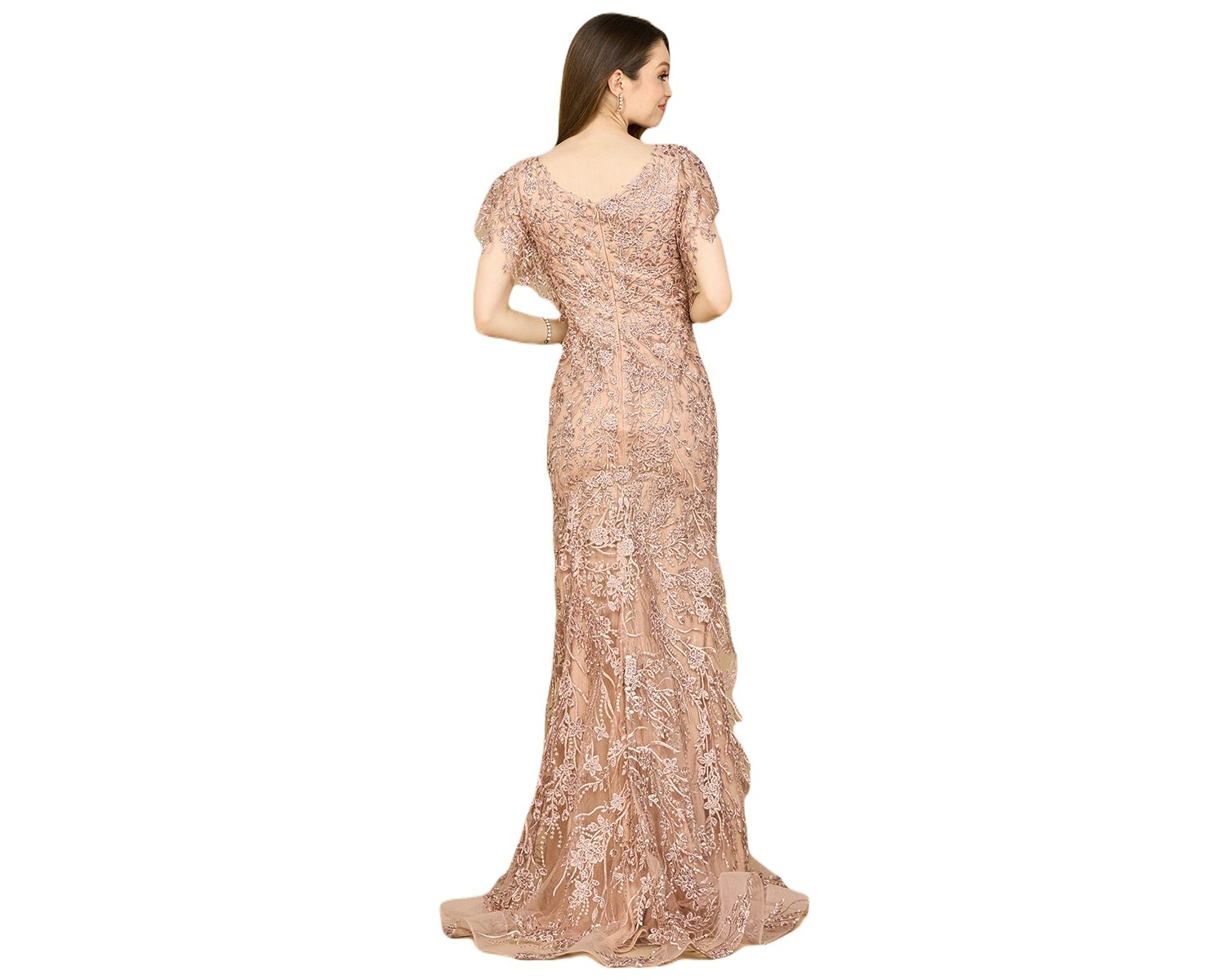 Women's Cap Sleeve Mermaid V-neck Gown
