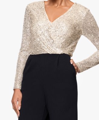 Women's Sequined-Bodice Straight-Leg Jumpsuit