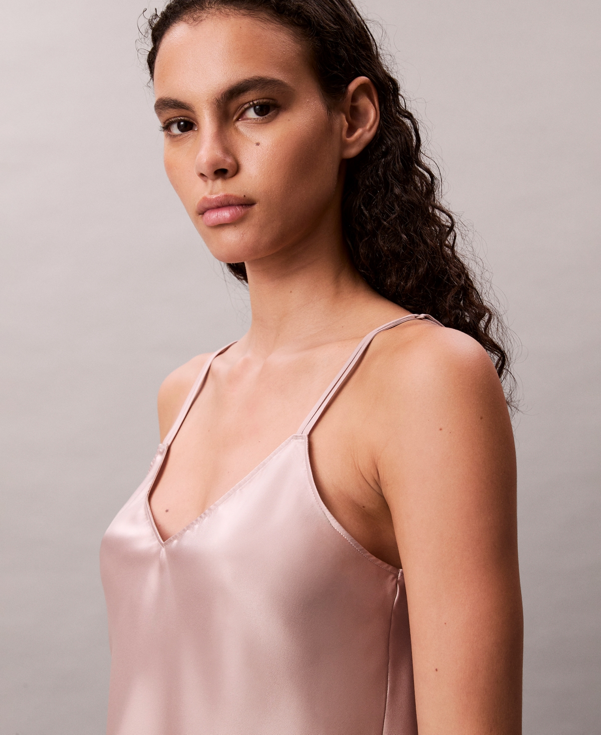 Calvin Klein Women's Pull-on Adjustable Straps Satin Camisole In Brown