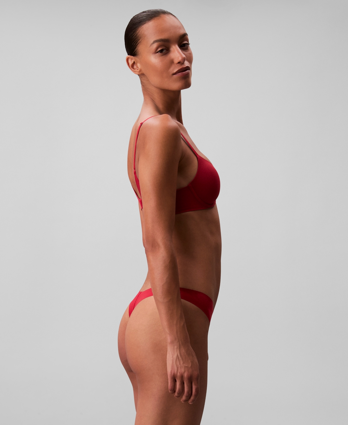 Calvin Klein Women's Perfectly Fit Push Up Plunge Bra In Red